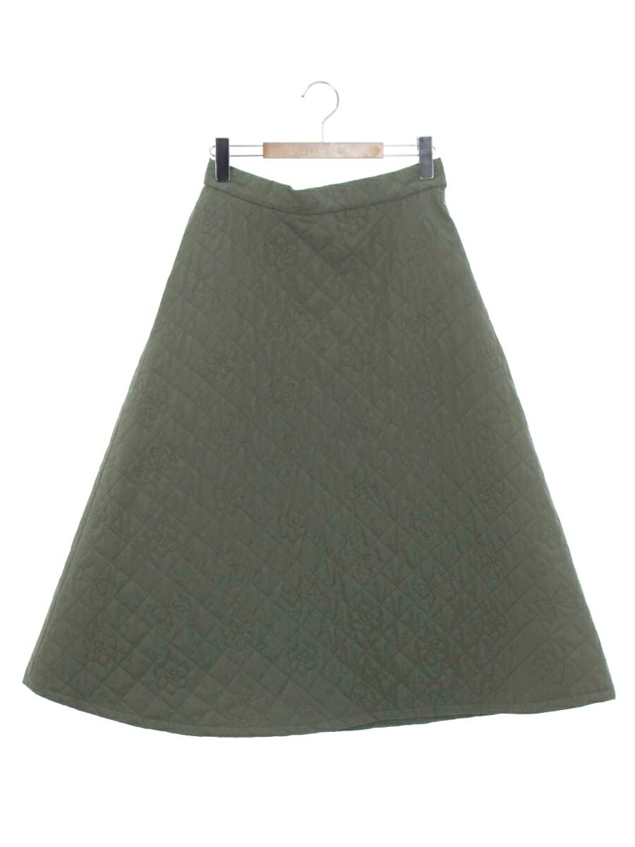 エムズグレイシー カメリアxリボン柄キルティングフレア 417613 スカート 40 グレー【中古】 ITBFKAAQJ..