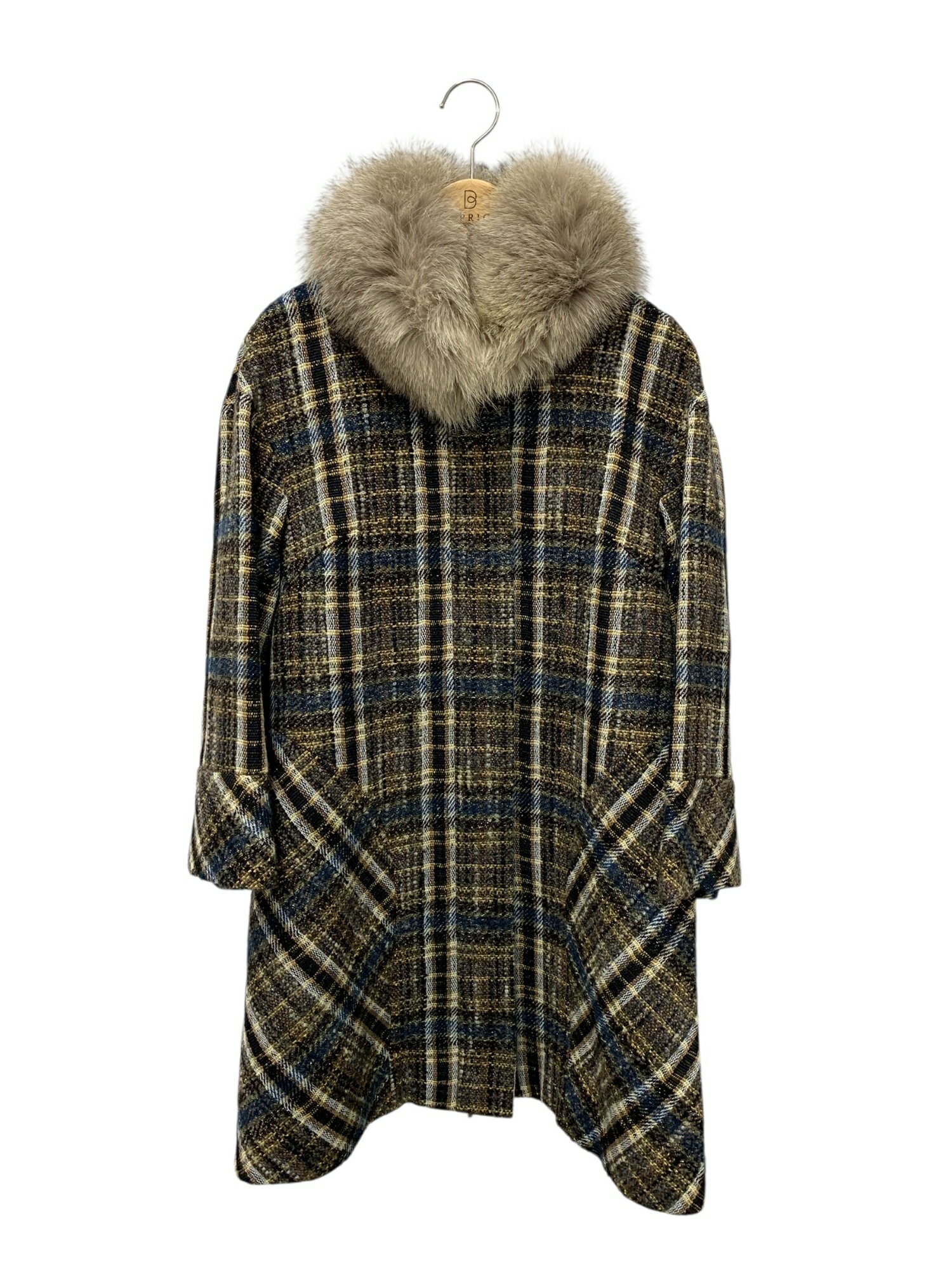 ルネ TISSUE 6938120 コート F ブラウン ジップアップ ツイード ミンク フォックスファー【中古】 IT8Q70R3T347