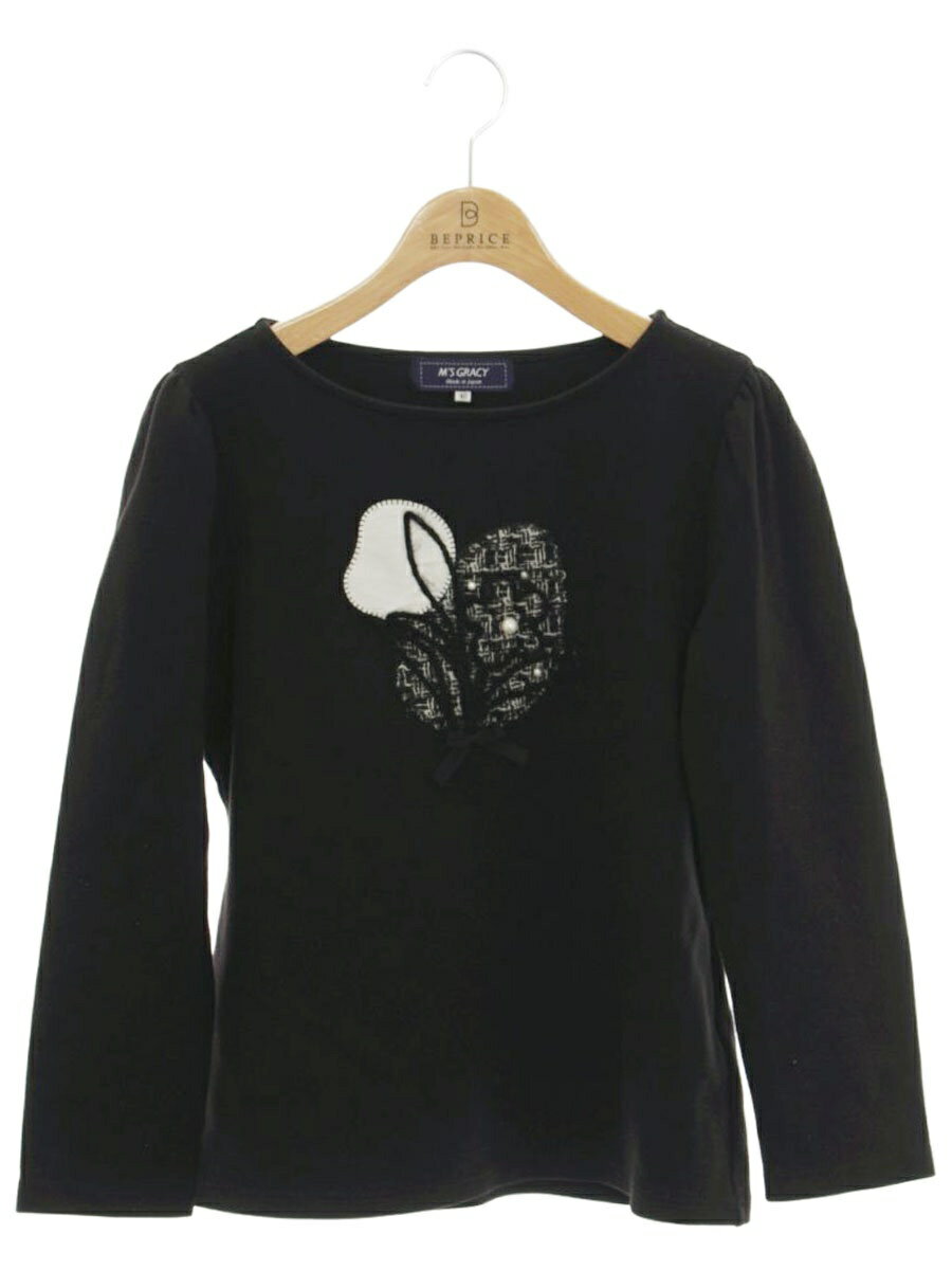 エムズグレイシーカットソー エムズグレイシー カットソー スパンコールリボン 刺繍ロゴ - メルカリ