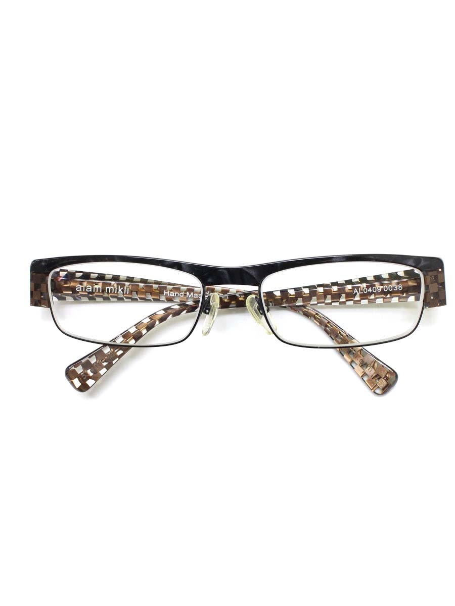 Glasses - アランミクリ AL0409 0038 メガネ ブラック/ブラウン コンビフレーム フルリム スクエア【中古】 IT71YTQ2DRBU