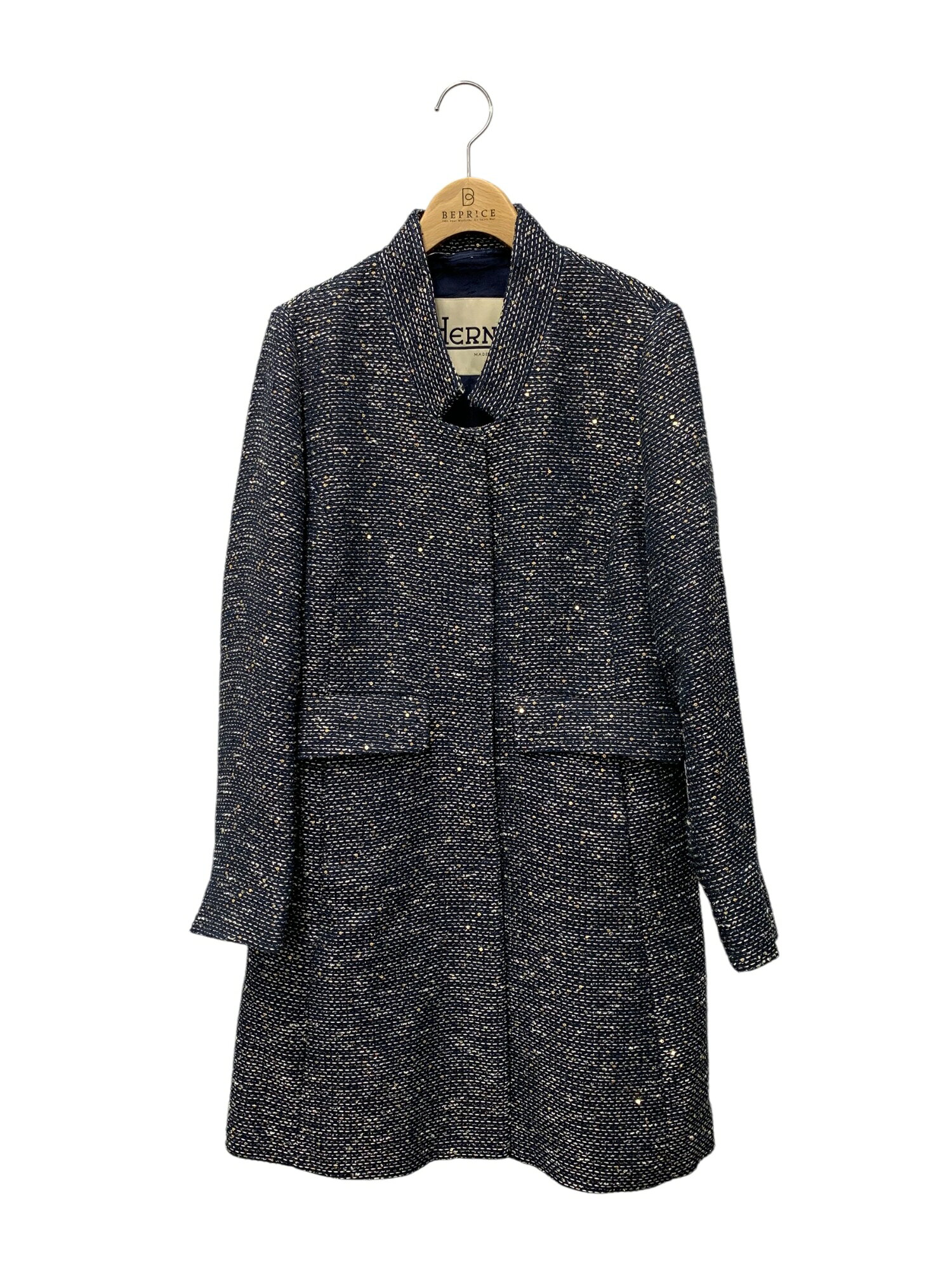 乐天商城 - ヘルノ CA0350D-16700-9201 ロングコート 42 ネイビー スパンコール【中古】 ITONPNBNGYC6