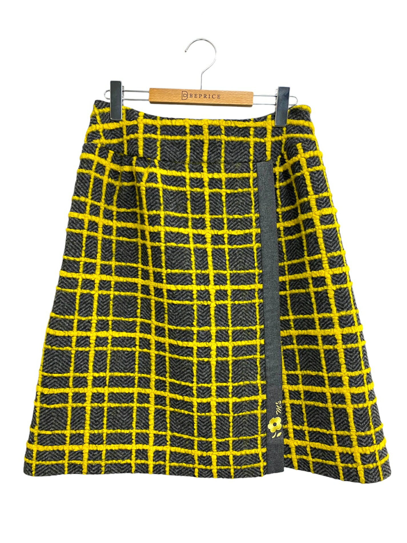 乐天商城 - エムズグレイシー Check Skirt 917560 スカート 40 イエロー チェック ラップ【中古】 IT7WD6UCMMZQ