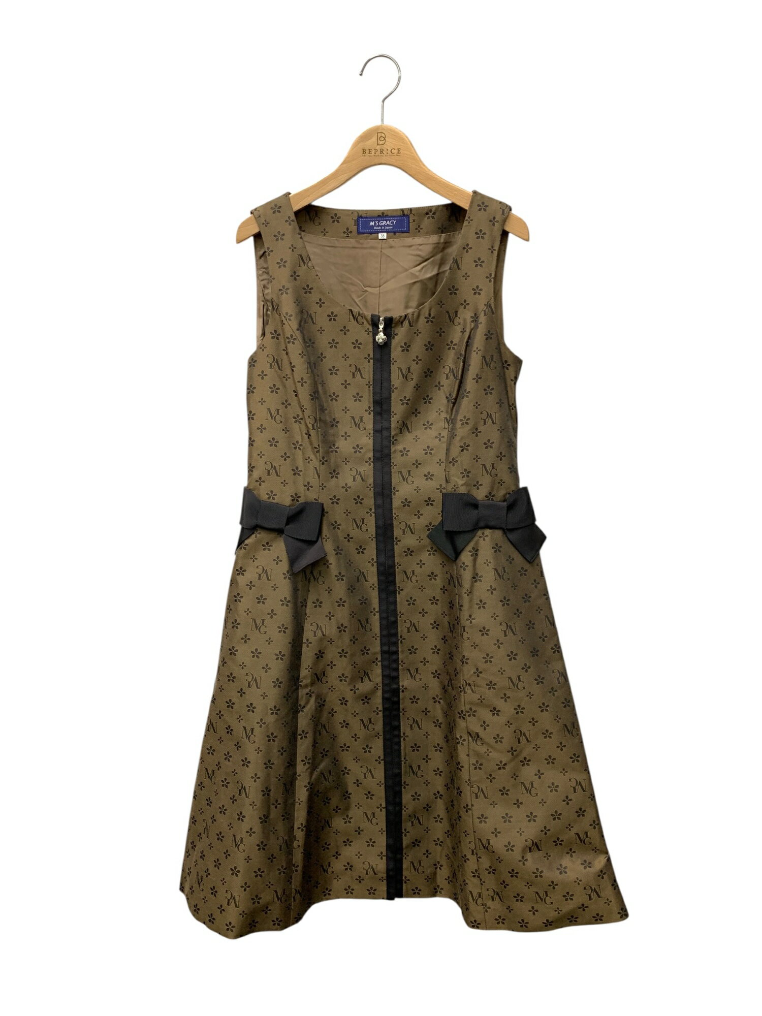 乐天商城 - エムズグレイシー Monogram Jumper Skirt 811505 ワンピース 38 ブラウン ジャンパースカート【中古】 ITX81AQ214MA