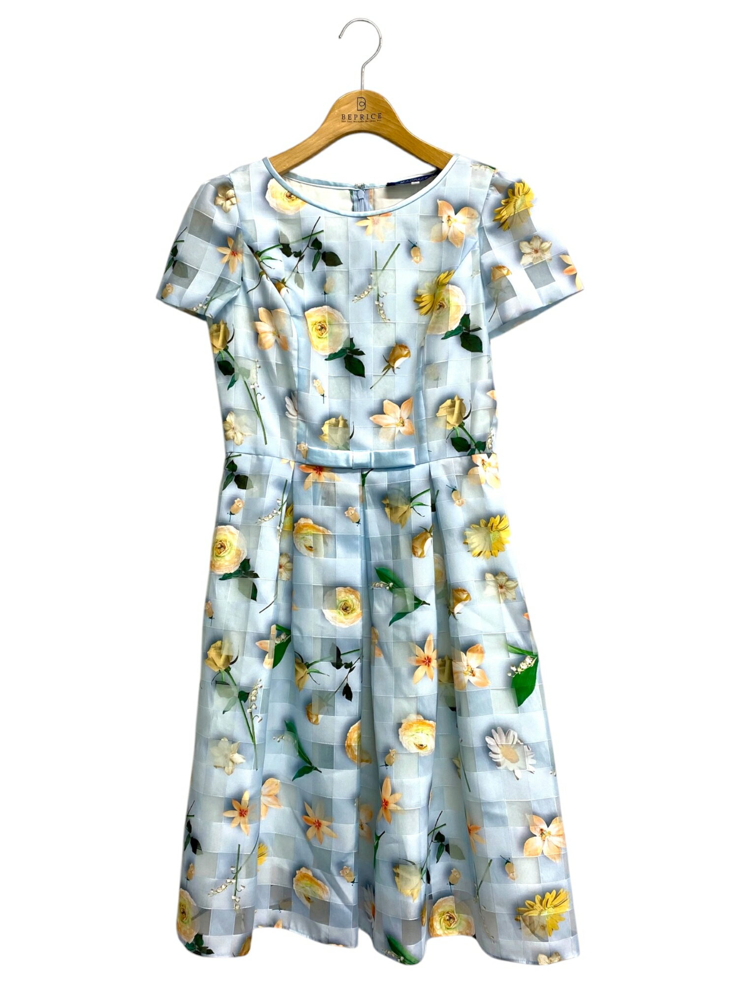 エムズグレイシー Organdy Flower Dress 911111 ワンピース 38 ブルー/マルチカラー フラワープリント IT9MSK80KU34