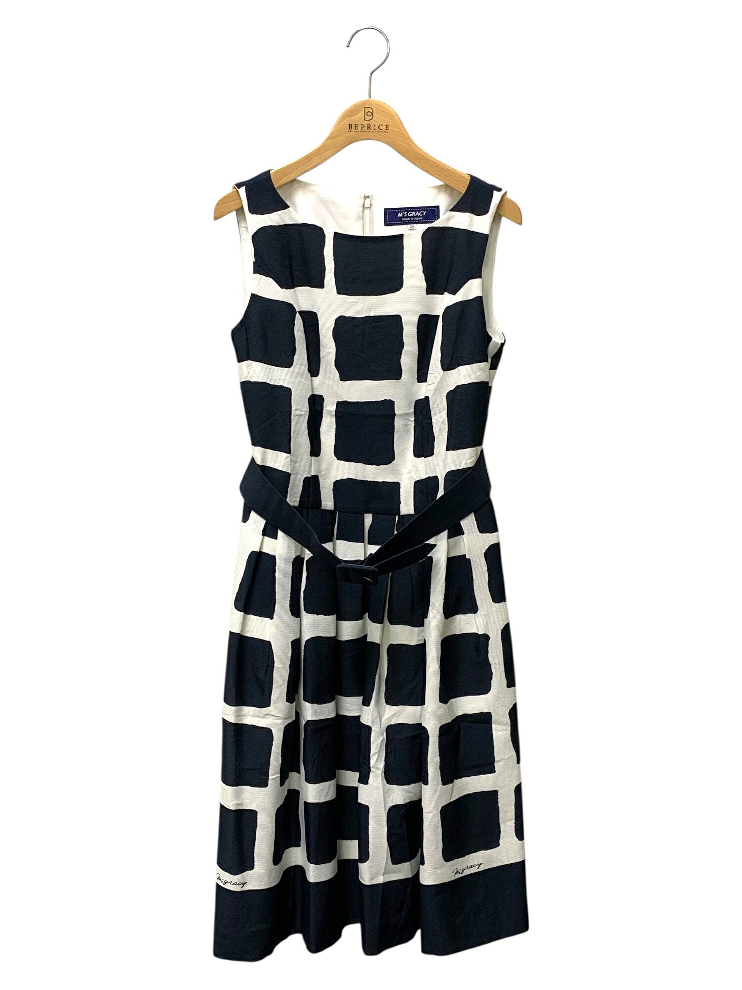 乐天商城 - エムズグレイシー Mode Check Dress 911308 ワンピース 38 ネイビー【中古】 ITFXVGBPJPEC