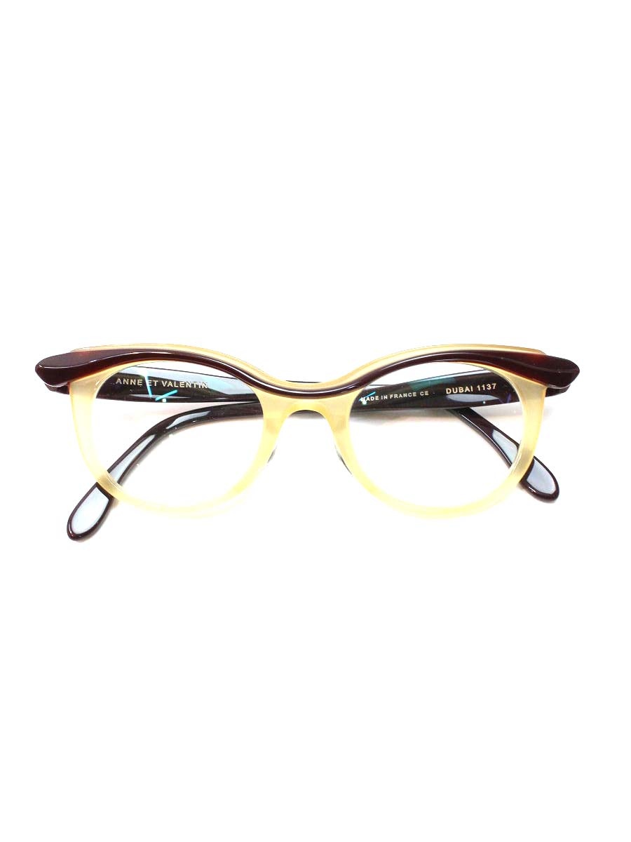 DIOR - アンバレンタイン DUBAI メガネ ベージュ/ブラウン セルフレーム ウェリントン【中古】 IT6JYKBO2W30
