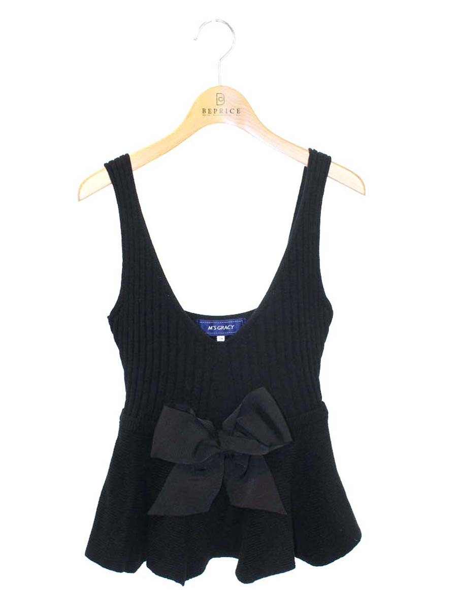 エムズグレイシー Knit Camisole 818536 ニット 38 ブラック ノースリ ITS3A5QNCWW0
