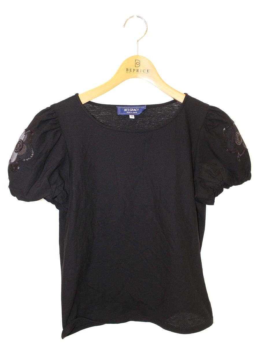 M'S GRACY 半袖カットソー ドットチュール袖 ブラック 楽天市場】エムズグレイシー 中古（Tシャツ・カットソー｜トップス