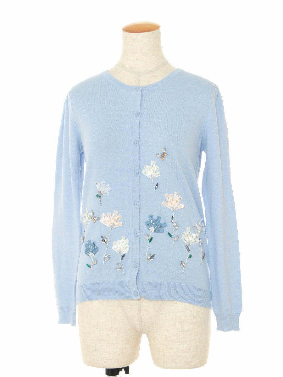 チェスティ カーディガン フラワーモチーフ ビジュー 花柄 長袖 F【Bランク】【中古】tn201217
