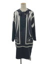 エルメス ワンピース 22AW Robe Col a Nouer タイネック 総柄 長袖 34【Aランク】【中古】tn230615