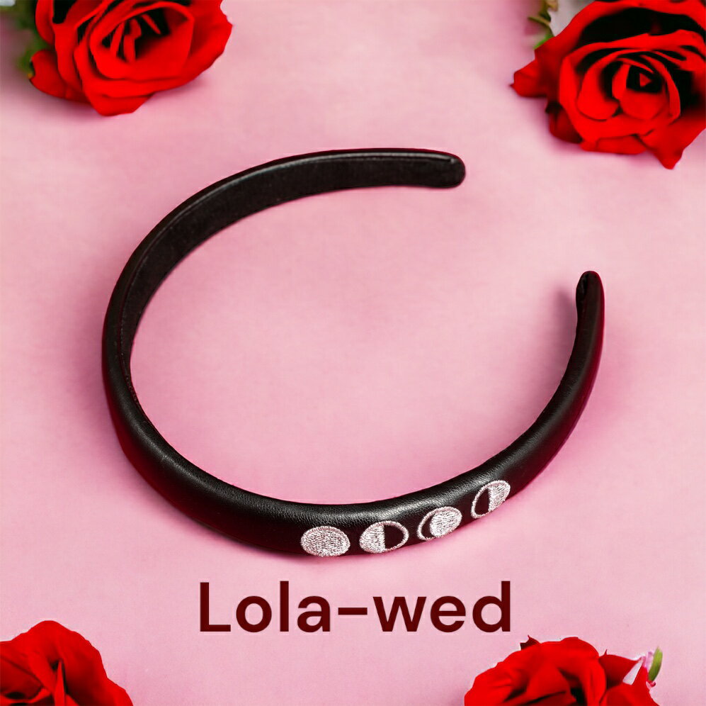 送料無料　outlet　Lola wed.　レザーカチューシャ　ブラック　カワイイ