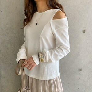 アウトレット　オープンショルダールーズカットソー(4)