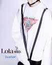 送料無料　outlet　Lola wed　ローラウェンズディ　Lolawed.×LISTLESS　サスペンダー風スウェット　ホワイト　ピンク　Mサイズ