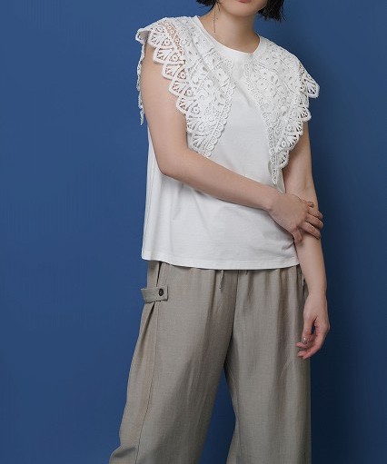 【即納】【CYAN 2026 SPRING&SUMMER Vol.2】CYAN　TOKYO　シアン　シアントウキョウ　レースカラーノースリTOPS 601478 bequadro-10001651 bequadro サンプル画像2