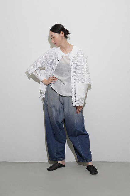 【即納】【CYAN 2026 SPRING&SUMMER Vol1】　CYAN　TOKYO　シアン　シアントウキョウ　グロッシーシアーボーダーブラウス bequadro-10001526 bequadro サンプル画像3