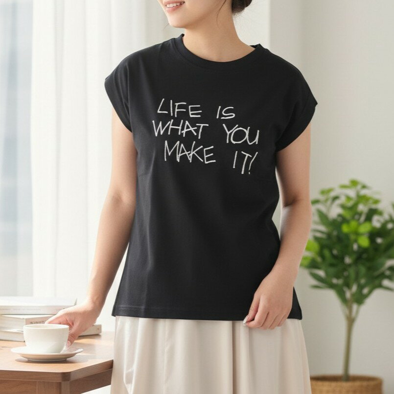 Rakuten - 【40％OFF】【メーカー希望小売価格6,490円】天竺ブラシ刺繍ショルダータックTシャツ