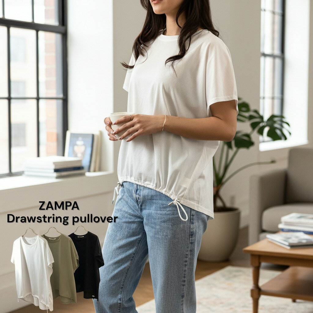 Rakuten - 【40％OFF】【メーカー希望小売価格4,290円】ZAMPA　シルケット風天竺ドロストヘムプルオーバー　型番25-0589