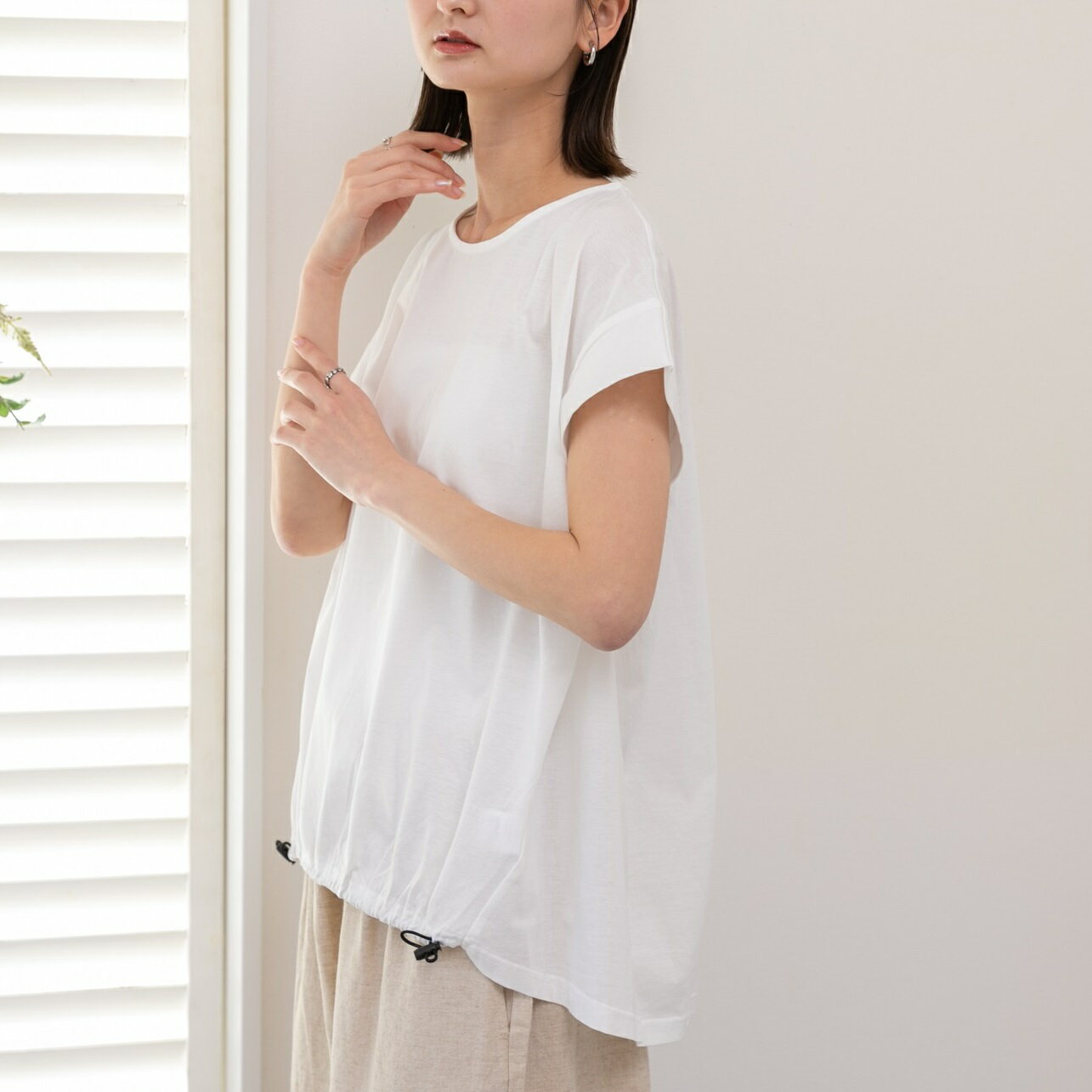 送料無料！シルケット天竺ショルダータックドロストPO　4カラー