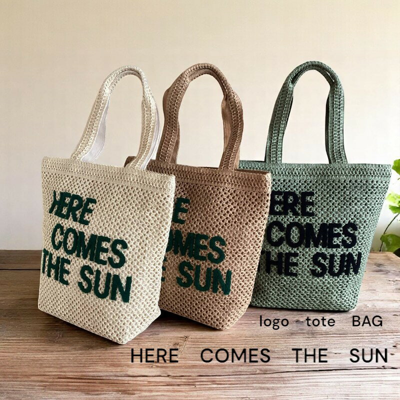 乐天商城 - 柄編みロゴトートBAG　ナチュラルな風合いとロゴが目を惹くトートバッグ