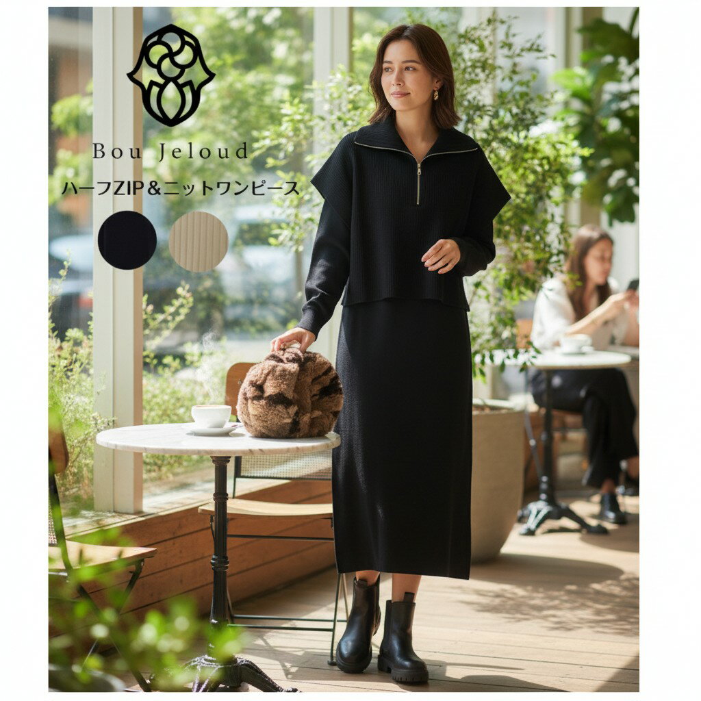 Rakuten - 【50％OFF】【メーカー希望小売価格8,800円】ブージュルード　ハーフZIPトップ&ニットワンピースセット