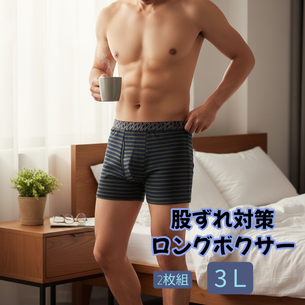 Rakuten - 送料無料　ロングボクサー　股ずれ対策　3L　2枚組