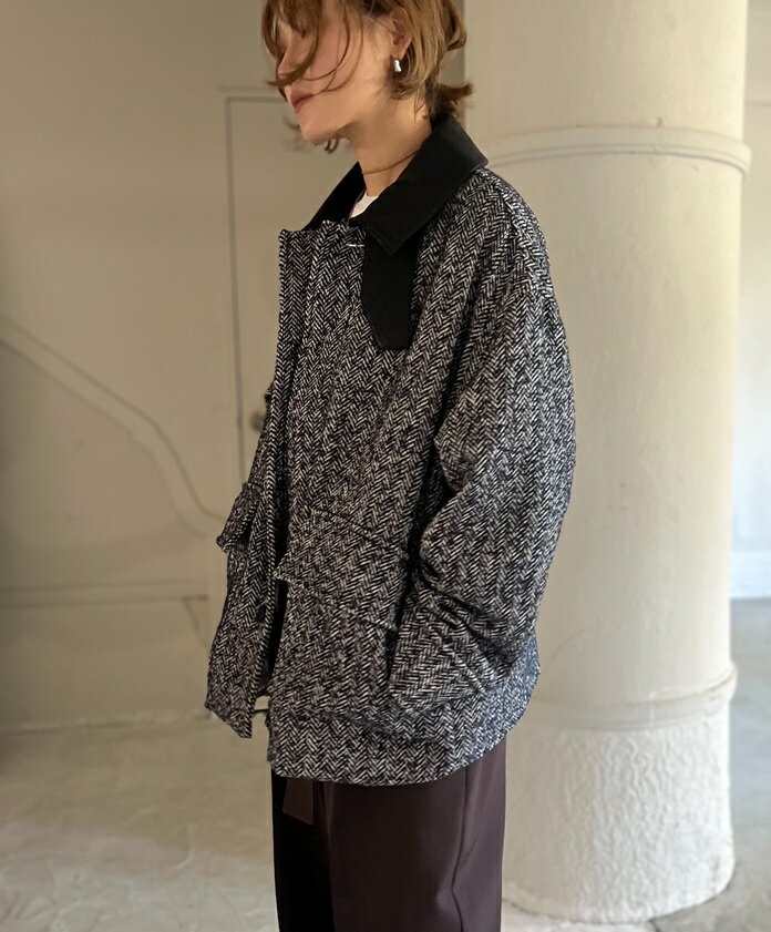 乐天商城 - 【予約】【早期予約でポイント10倍】【PRIORITY 2026 winter collection】【10月上旬～10月中旬入荷予定】PRIORITY プライオリティ　ヘリンボンツイードジャケット/P67020BF