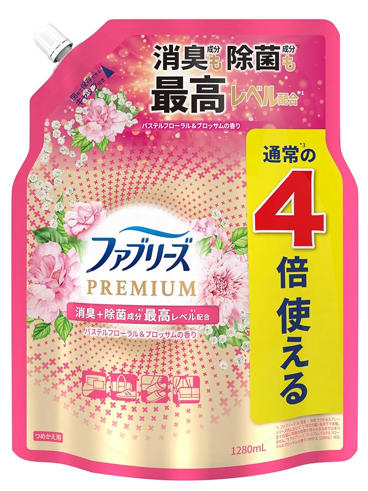 ファブリーズ 消臭スプレー 布用 PREMIUM パステルフローラル＆ブロッサム 詰め替え 4回分 1,280mL