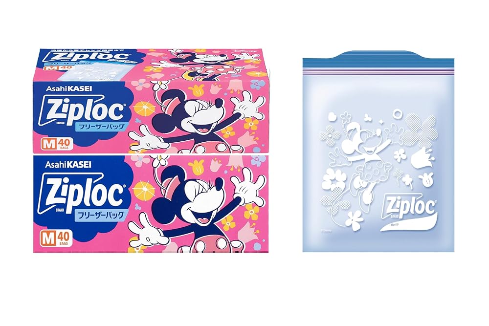 Ziploc 【限定デザイン】ジップロック フリーザーバッグ M 40枚入×2個セット ミニーマウス