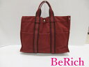 エルメス HERMES フールトゥ MM 赤 レッド キャンバス トートバッグ ハンドバッグ 手提げ 通学 通勤 鞄 【中古】【送料無料】 bk7816