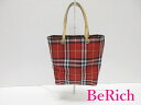 バーバリー ハンドバッグ ノバチェック 赤 レッド マルチカラー レザー ナイロン キャンバス チェック トートバッグ BURBERRY 【中古】【送料無料】 bk8001