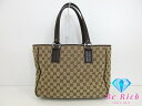 グッチ GUCCI トートバッグ 113017 GG キャンバス ブラウン 茶 レザー ロゴ ハンドバッグ 肩掛け 鞄 レディース【中古】【送料無料】 bk85...