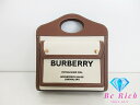 美品 バーバリー BURBERRY ミニ ポケット バッグ 2way ショルダーバッグ ハンドバッグ 8039361 茶 ベージュ キャンバス レザー ロゴ 【中古】【送料無料】 bk8725