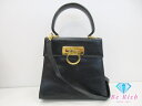 フェラガモ Salvatore Ferragamo ガンチーニ 2way ハンドバッグ ショルダーバッグ 0212193 黒 ブラック レザー ロゴ 鞄 パーテ...