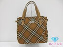バーバリー BURBERRY ブルーレーベル ミニ トートバッグ ハンドバッグ ブラウン 茶 チェック柄 ナイロン キャンバス レザー ロゴ 手提げ 鞄 【中古】【送料無料】 bk9718