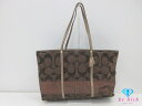 コーチ COACH ショルダーバッグ トートバッグ シグネチャー 11099 茶 ブラウン キャンバス レザー ロゴ 肩掛け 鞄 【中古】【送料無料】 bk95...