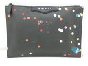 ジバンシィ GIVENCHY クラッチバッグ 黒 ブラック マルチカラー PVC レザー ロゴ セカンドバッグ 手持ち 鞄 ジバンシー 【中古】【送料無料】 b...