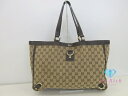 グッチ GUCCI GG トートバッグ 141472 ブラウン キャンバス レザー 肩掛け ハンドバッグ ショルダーバッグ【中古】【送料無料】bk9859