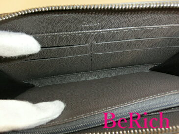 カルティエ Cartier サントス ラウンド ファスナー 長財布 CRL3001445 グレー レザー ロゴ 二つ折り財布 ロング ウォレット 【中古】【送料無料】 bs2050