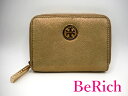 トリーバーチ TORY BURCH コインケース カードケース ベージュ ゴールド レザー ロゴ コインパース 小銭入れ カード入れ コンパクト ウォレット 【中古】【送料無料】 bs3118