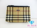 バーバリー BURBERRY ポーチ 化粧 メイク 茶 ブラウン チェック ロゴ PVC アクセサリー 小物 LONDON 【中古】【送料無料】 bc1962
