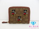 コーチ COACH × DISNEY スモール ジップ アラウンド ウォレット コンパクト ウォレット ミッキー マウス 小銭入れ なし レッド ベージュ キャ...