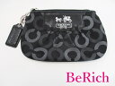 コーチ COACH オプアート ブラック 黒 キャンバス レザー ロゴ ファスナー ポーチ 【中古】【送料無料】bc1879