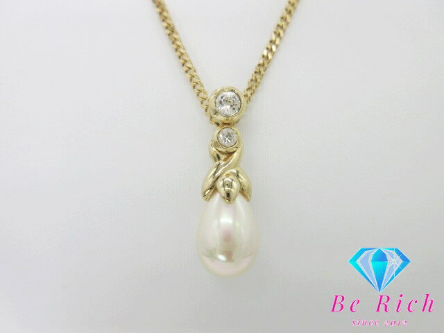 クリスチャン ディオール Christian Dior フェイク パール ライン ストーン 付 ネックレス ペンダント ゴールド メッキ ロゴ ジュエリー アクセサリー 【中古】【送料無料】 ba2769(4)