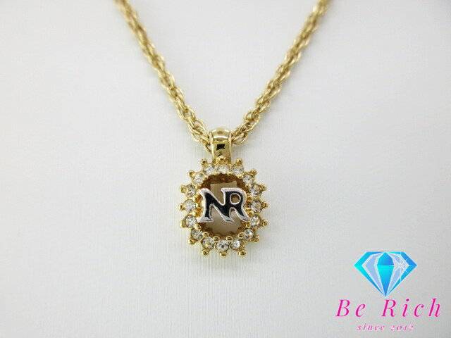 樂天商城 - ニナリッチ NINA RICCI ラインストーン 付 NR ロゴ ネックレス ペンダント メッキ シルバー ゴールド ジュエリー アクセサリー 【中古】【送料無料】 ba2946