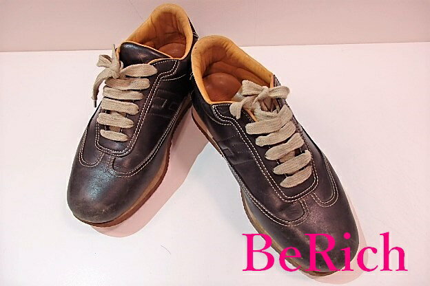 エルメス クイック スニーカー 24cm 黒 ブラック レザー HERMES 【中古】【送料無料】bh1487のサムネイル