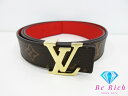 ルイ ヴィトン LOUIS VUITTON ベルト LV イニシャル 30MM リバーシブル サイズ 90 ルージュ ブラウン レッド 茶 赤 PVC カーフ レザー ロゴ バックル 【中古】【送料無料】 bh2311