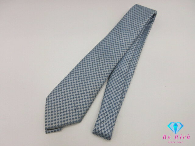 ルイ ヴィトン LOUIS VUITTON ダミエ ネクタイ ブルー シルク 絹 ロゴ 総柄 ビジネス スーツ 小物 【中古】【送料無料】 bh2644