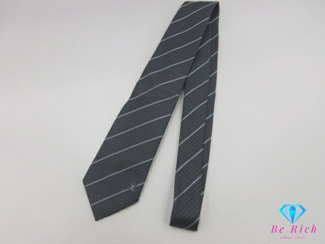 ルイ ヴィトン LOUIS VUITTON ネクタイ M78758 グレー 系 マルチカラー シルク 絹 ロゴ 総柄 ビジネス スーツ 小物 【中古】【送料無料】 bh2647