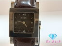 グッチ GUCCI レディース 腕時計 7900L スクエア 黒 ブラック ブラウン 茶 SS レザー ブレス アナログ クォーツ QZ ウォッチ 【中古】【送料無料】 bt2961