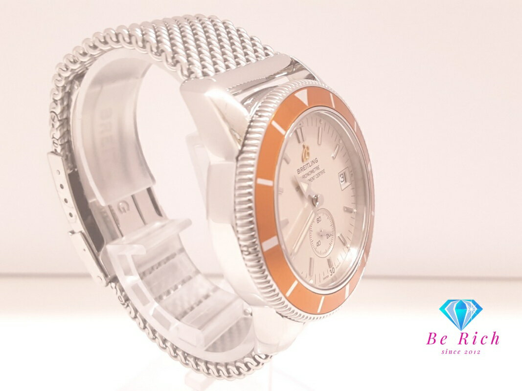 OH 仕上げ済 ブライトリング BREITLING スーパー オーシャン ヘリテージ 38 デイト 自動巻き メンズ 腕時計 A37320 スモセコ アイボリー シルバー SS ブレス アナログ オートマ AT ウォッチ Super Ocean 【中古】【送料無料】 bt3477